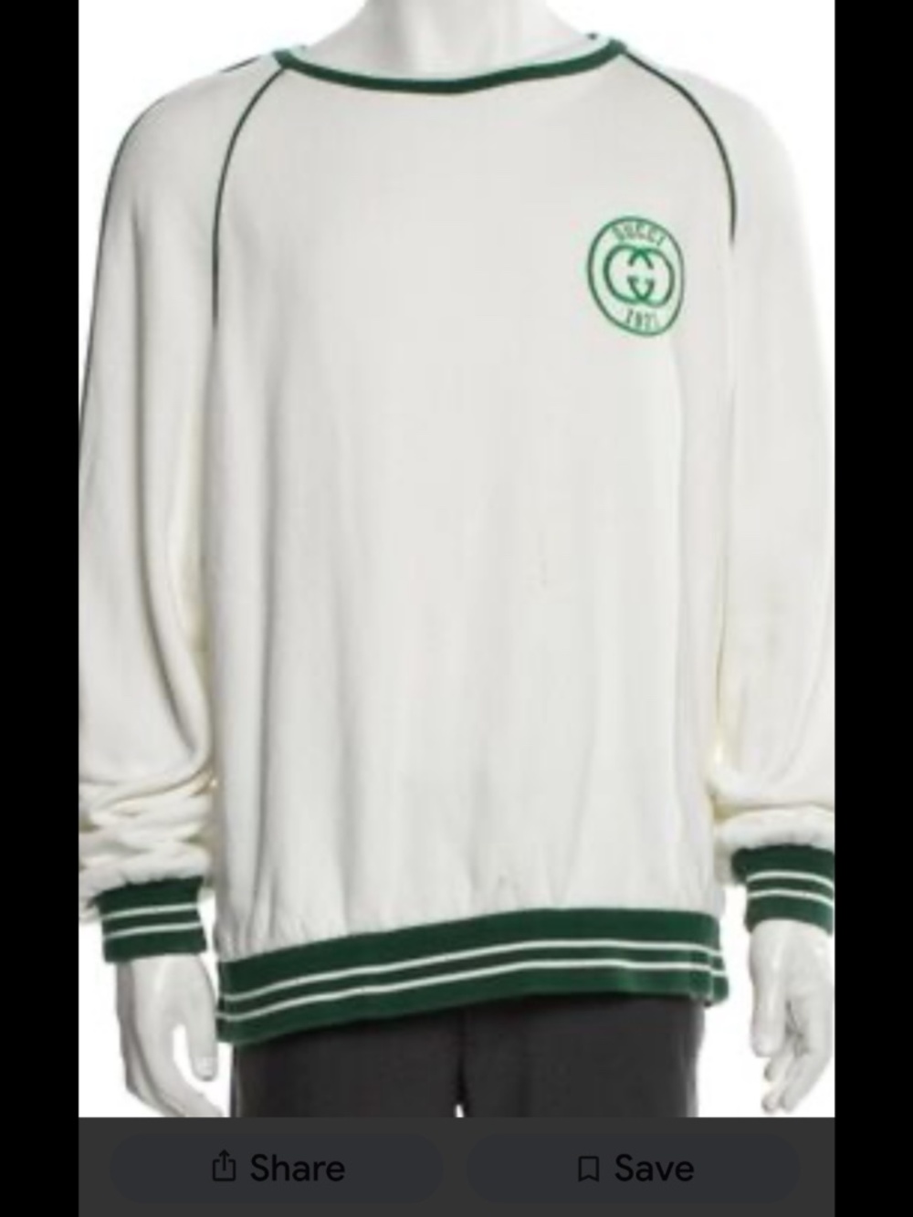 Men’s Gucci interlocking G Logo “Gucci 1921” Crew Neck Sweatshirt. Size Medium